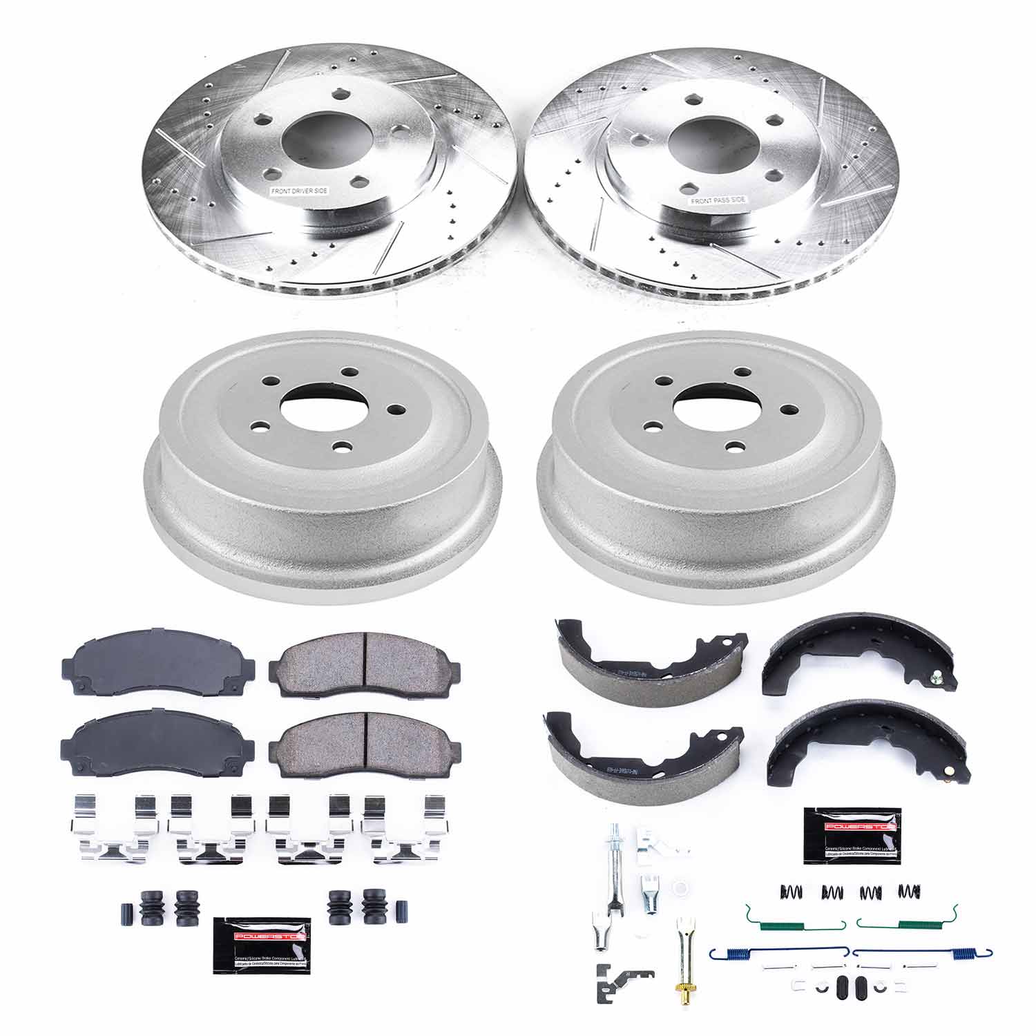 Power Stop K15218DK - Z23 1-Click Performance Drilled And Slotted Rotor Front And Rear Brake Kit