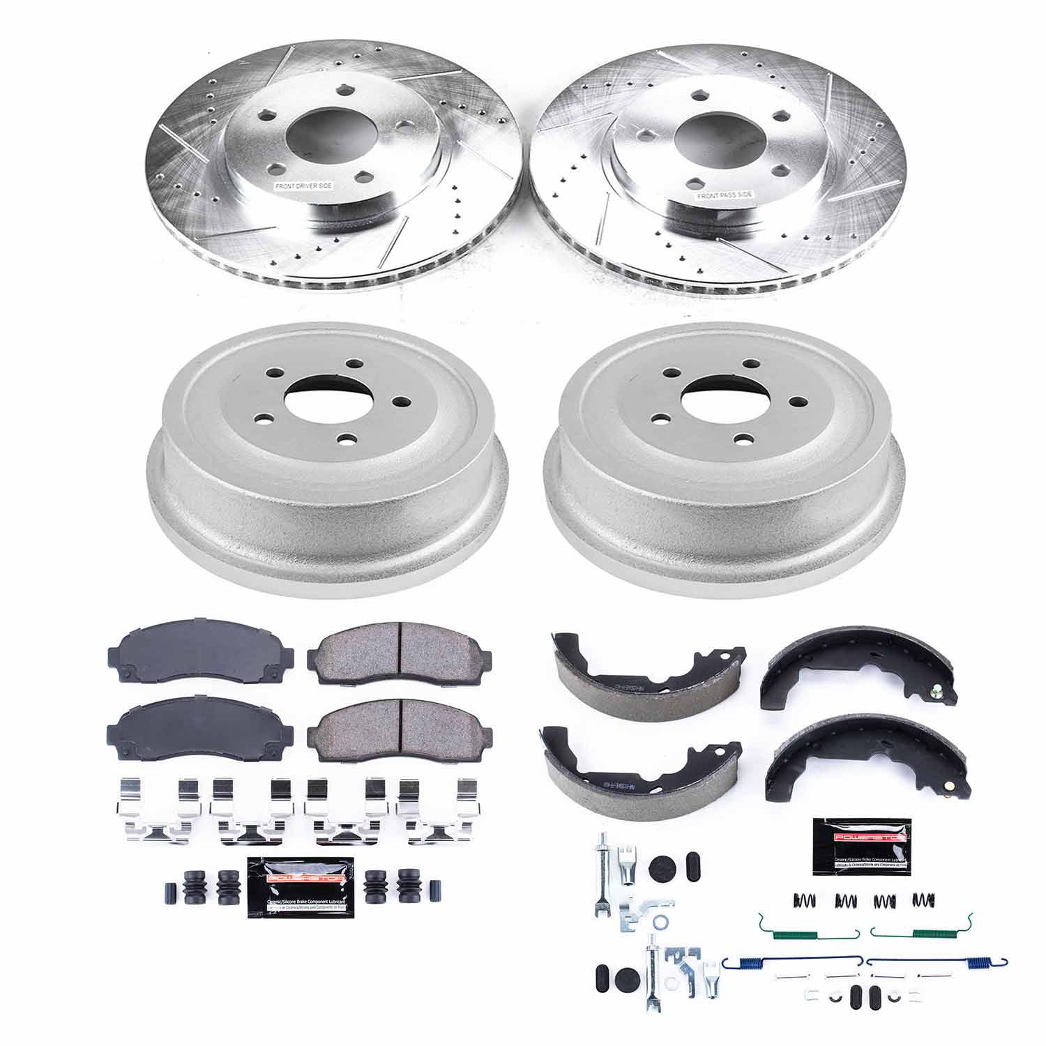 Power Stop K15219DK - Z23 1-Click Performance Drilled And Slotted Rotor Front And Rear Brake Kit