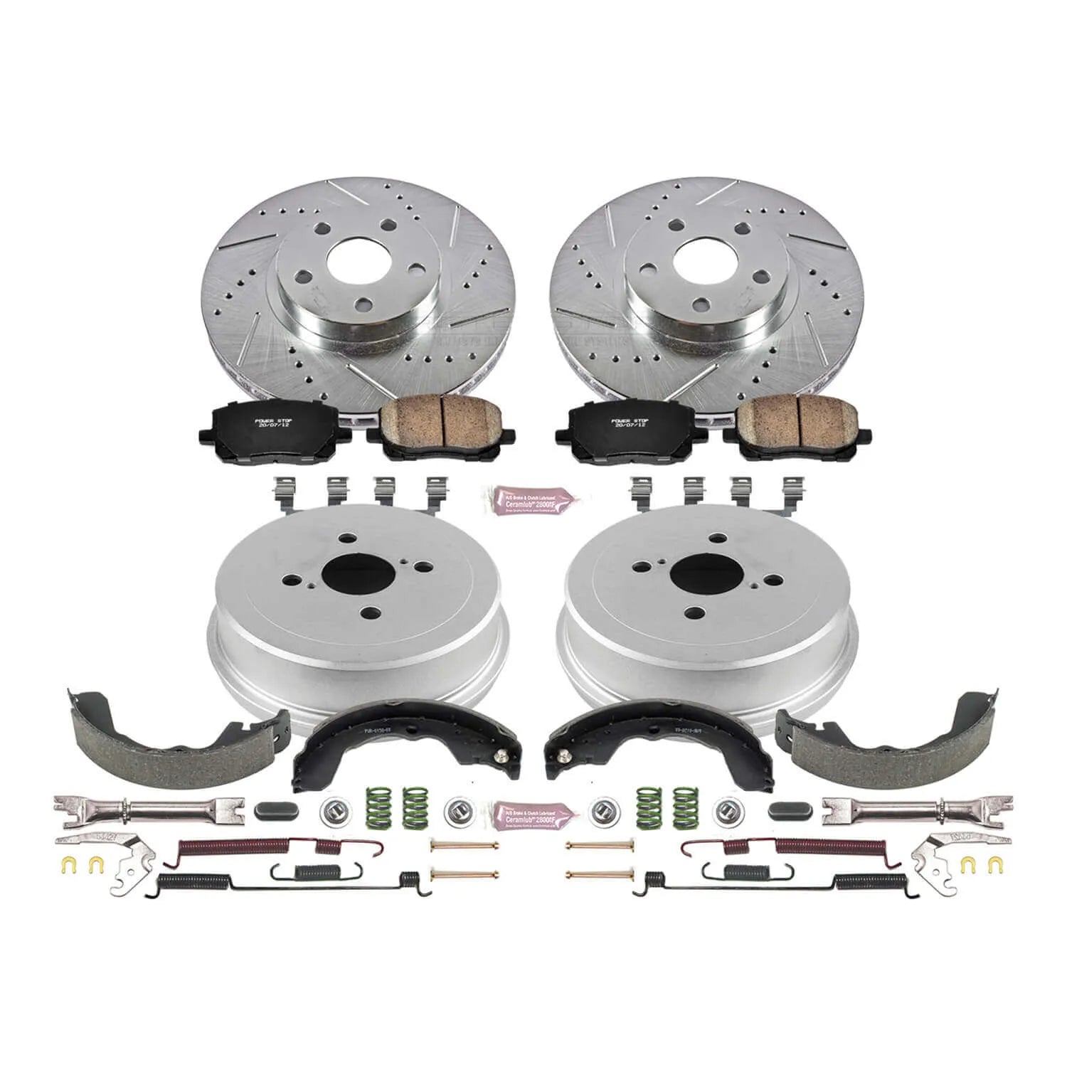 Power Stop K15220DK - Z23 1-Click Performance Drilled And Slotted Rotor Front And Rear Brake Kit