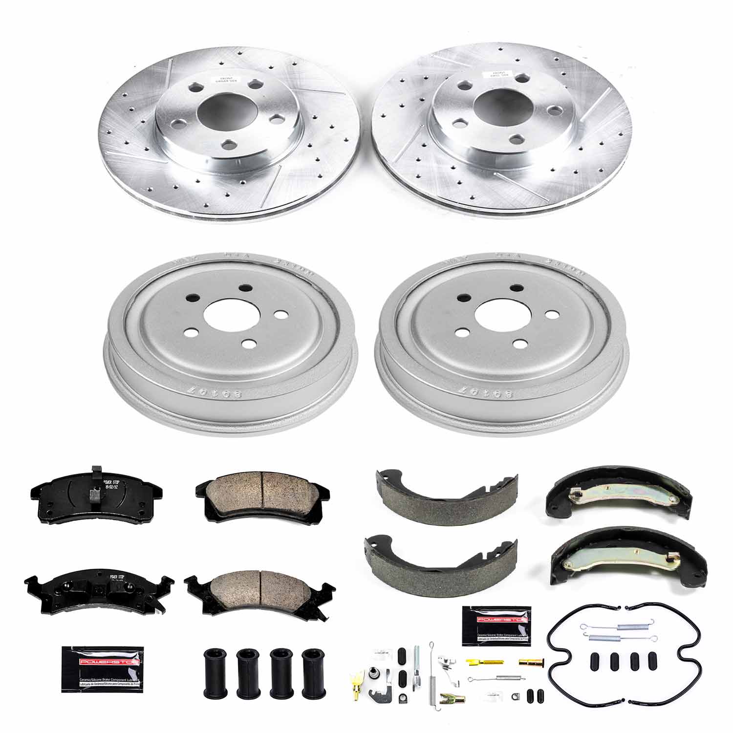 Power Stop K15221DK - Z23 1-Click Performance Drilled And Slotted Rotor Front And Rear Brake Kit