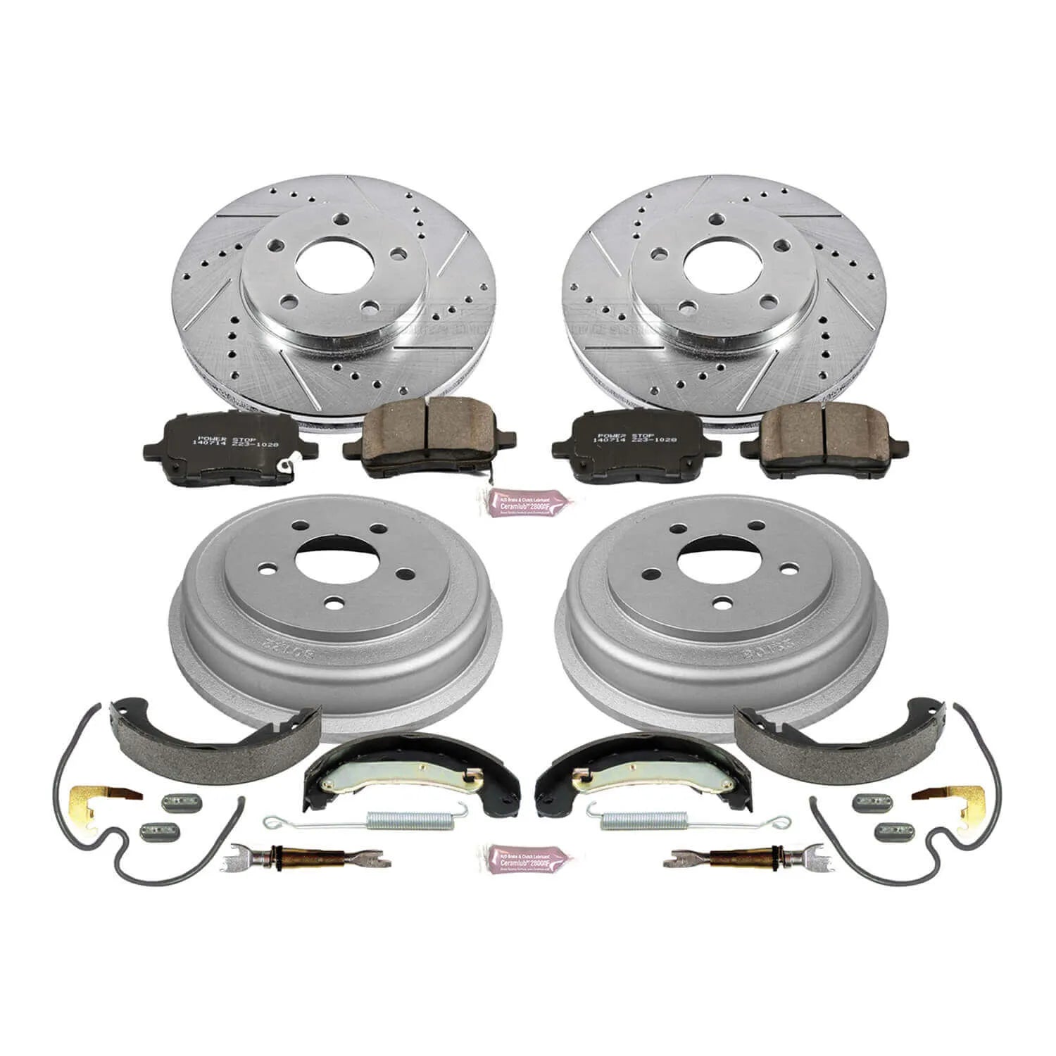 Power Stop K15223DK - Z23 1-Click Performance Drilled And Slotted Rotor Front And Rear Brake Kit