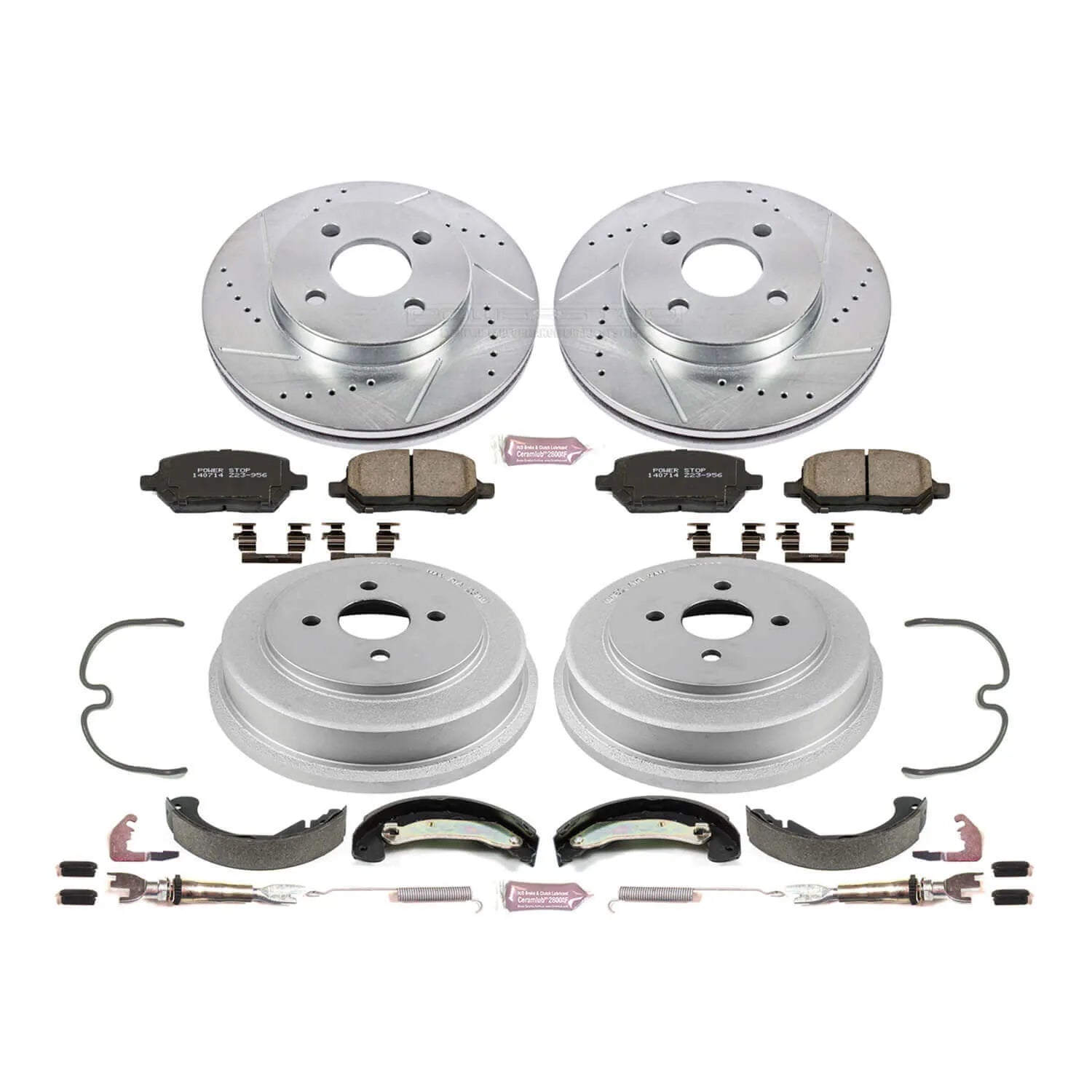 Power Stop K15224DK - Z23 1-Click Performance Drilled And Slotted Rotor Front And Rear Brake Kit