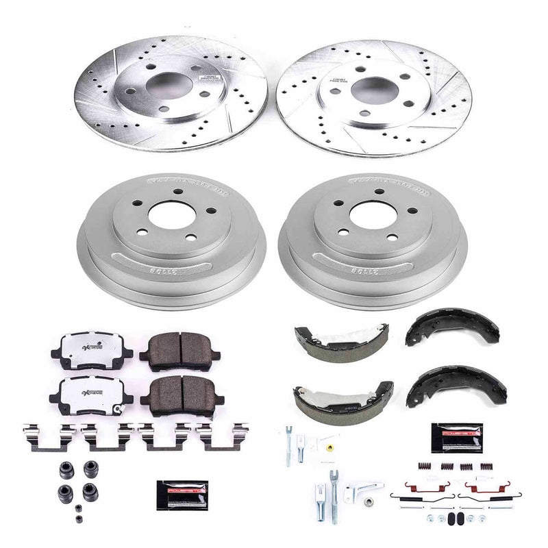 Power Stop K15225DK-26 Z26 Street Warrior 1-Click Front And Rear Brake Kit With Drum Brakes And Brake Shoes for 2009-2010 Chevrolet Hhr Rear Drum product image