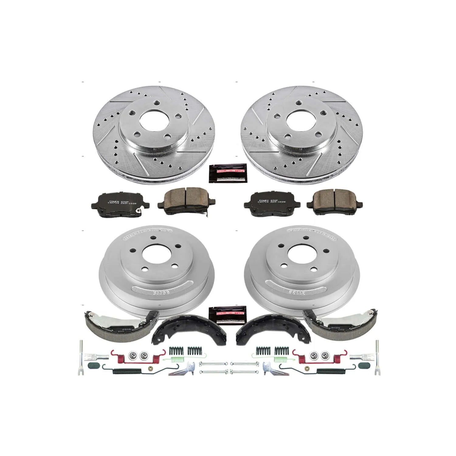 Power Stop K15225DK - Z23 1-Click Performance Drilled And Slotted Rotor Front And Rear Brake Kit