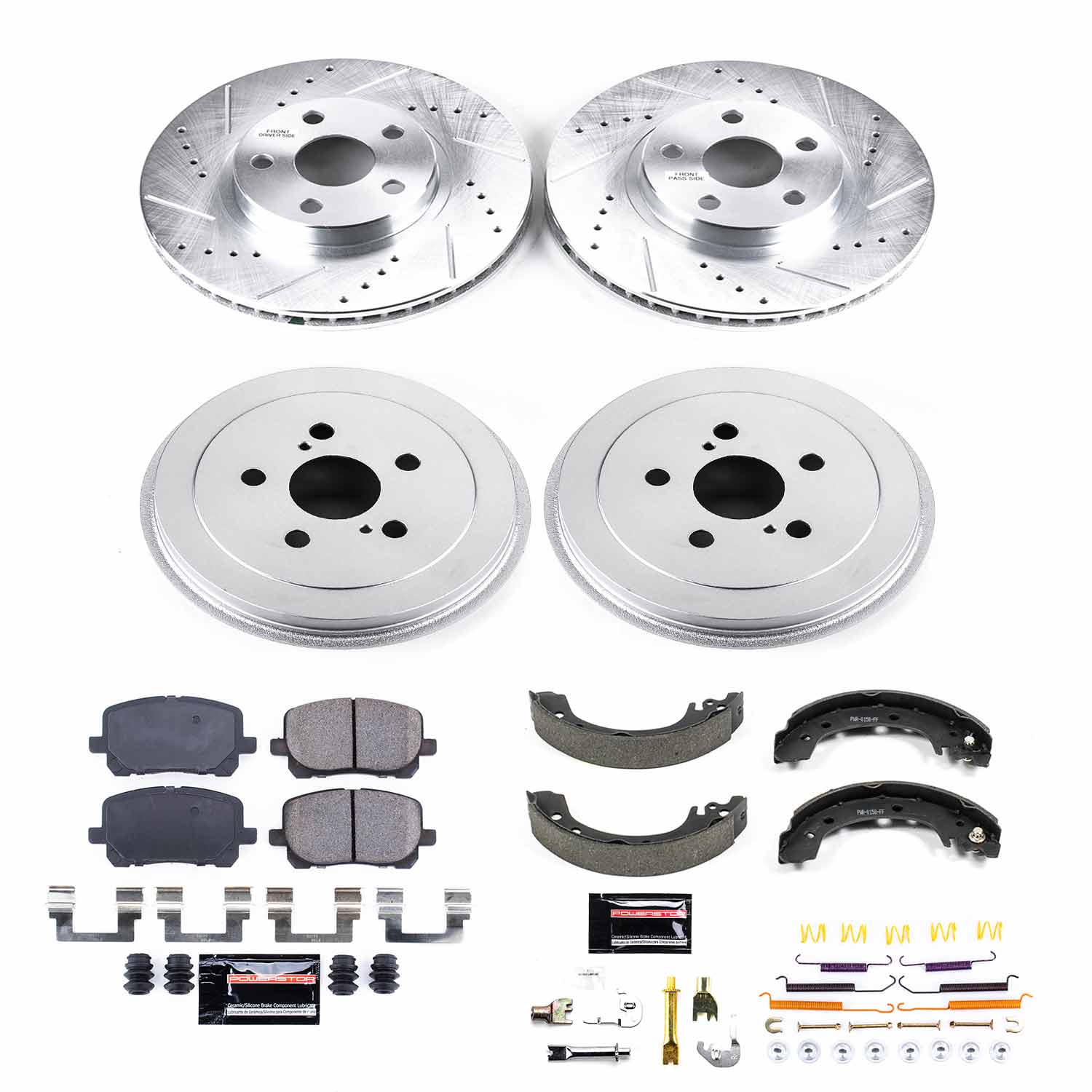 Power Stop K15227DK - Z23 1-Click Performance Drilled And Slotted Rotor Front And Rear Brake Kit