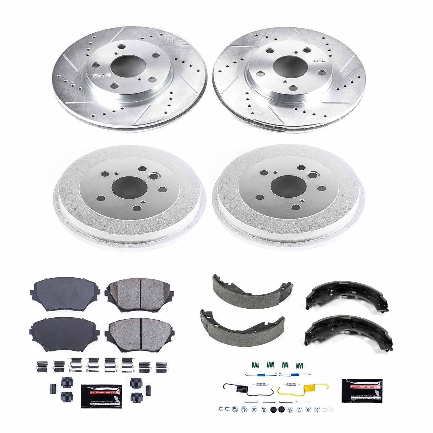 Power Stop K15229DK - Z23 1-Click Performance Drilled And Slotted Rotor Front And Rear Brake Kit