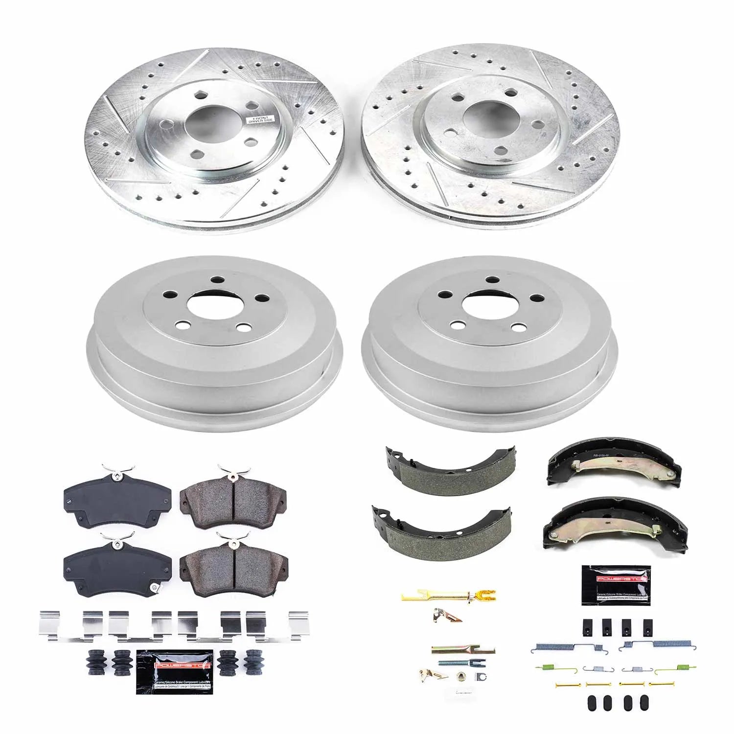 Power Stop K15233DK - Z23 1-Click Performance Drilled And Slotted Rotor Front And Rear Brake Kit