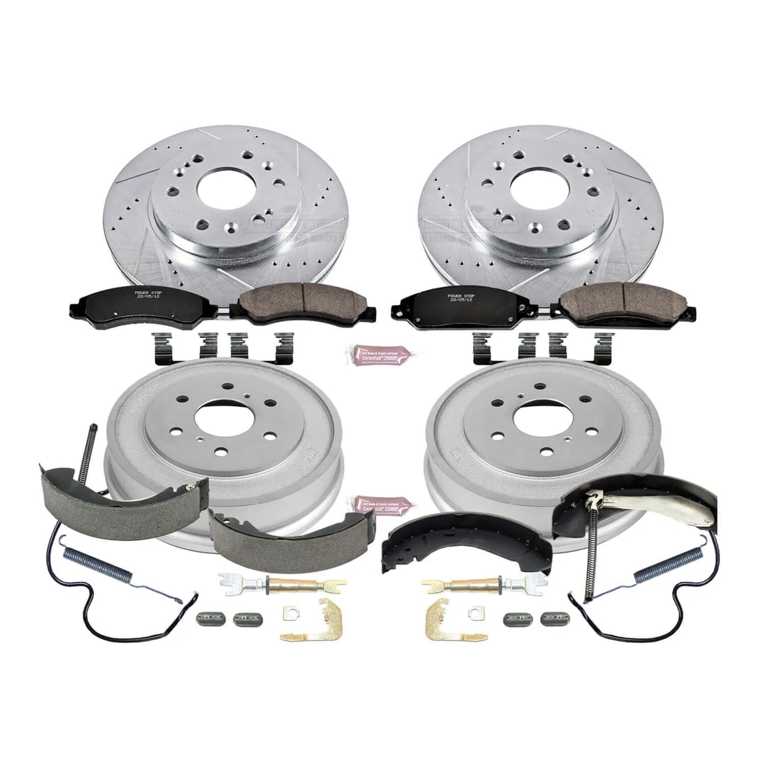 Power Stop K15237DK - Z23 1-Click Performance Drilled And Slotted Rotor Front And Rear Brake Kit