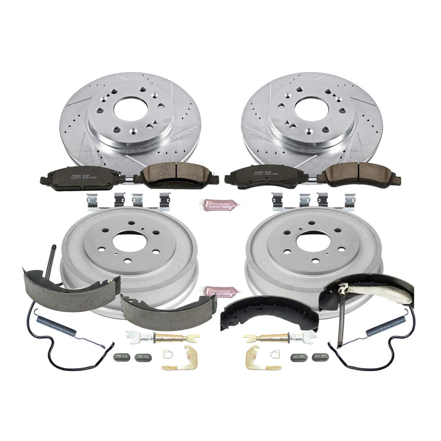 Power Stop K15238DK - Z23 1-Click Performance Drilled And Slotted Rotor Front And Rear Brake Kit