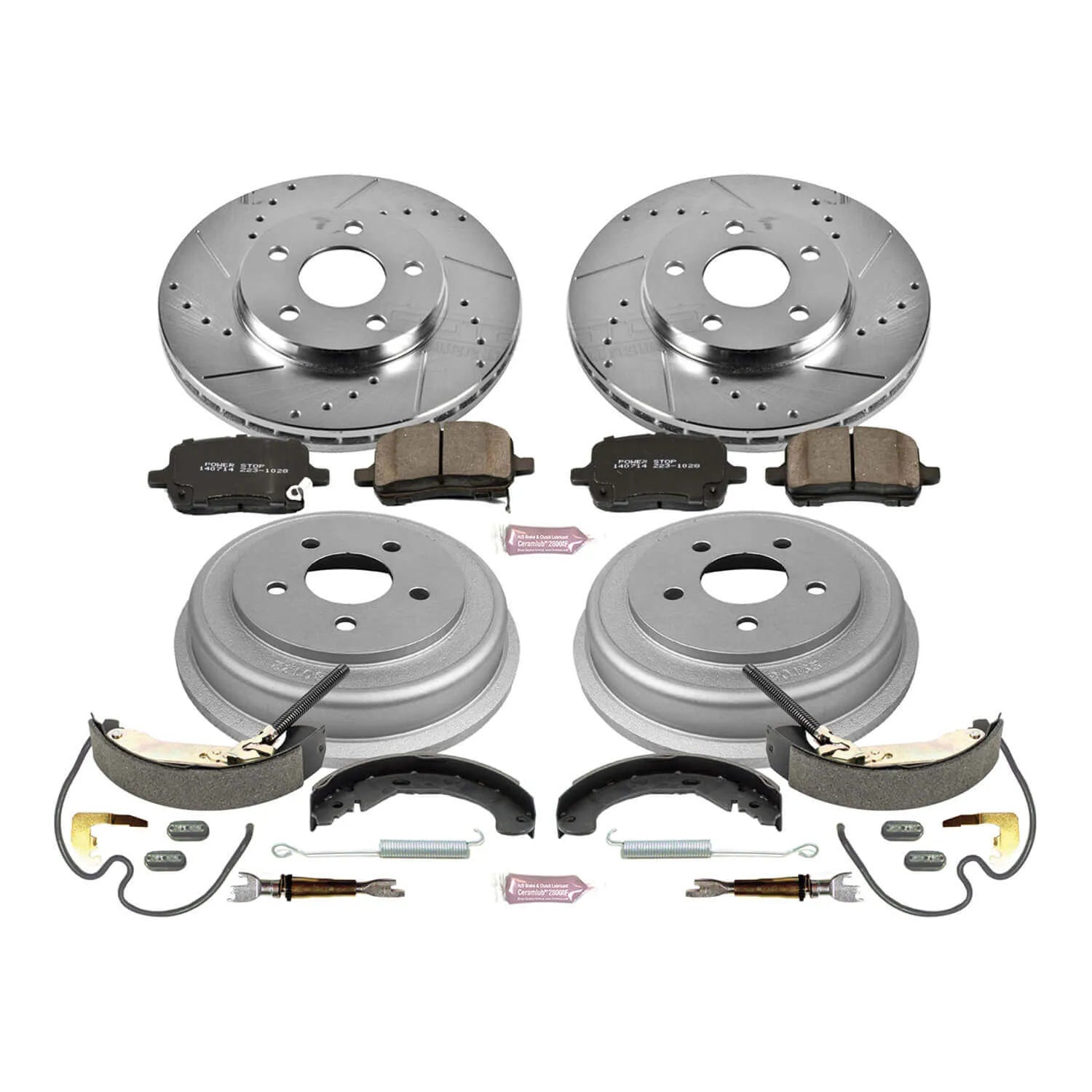 Power Stop K15239DK - Z23 1-Click Performance Drilled And Slotted Rotor Front And Rear Brake Kit