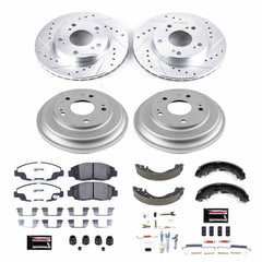 Power Stop K15241DK-26 Z26 Street Warrior 1-Click Front And Rear Pad And Rotor Kit With Drum And Brake Shoes for 2006-2008 Honda Civic DX, LX Rear Drum product image