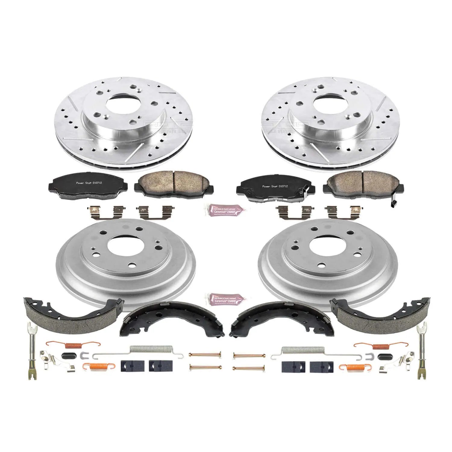 Power Stop K15241DK - Z23 1-Click Performance Drilled And Slotted Rotor Front And Rear Brake Kit