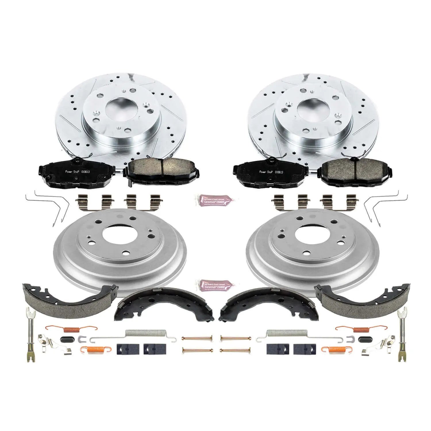 Power Stop K15242DK - Z23 1-Click Performance Drilled And Slotted Rotor Front And Rear Brake Kit