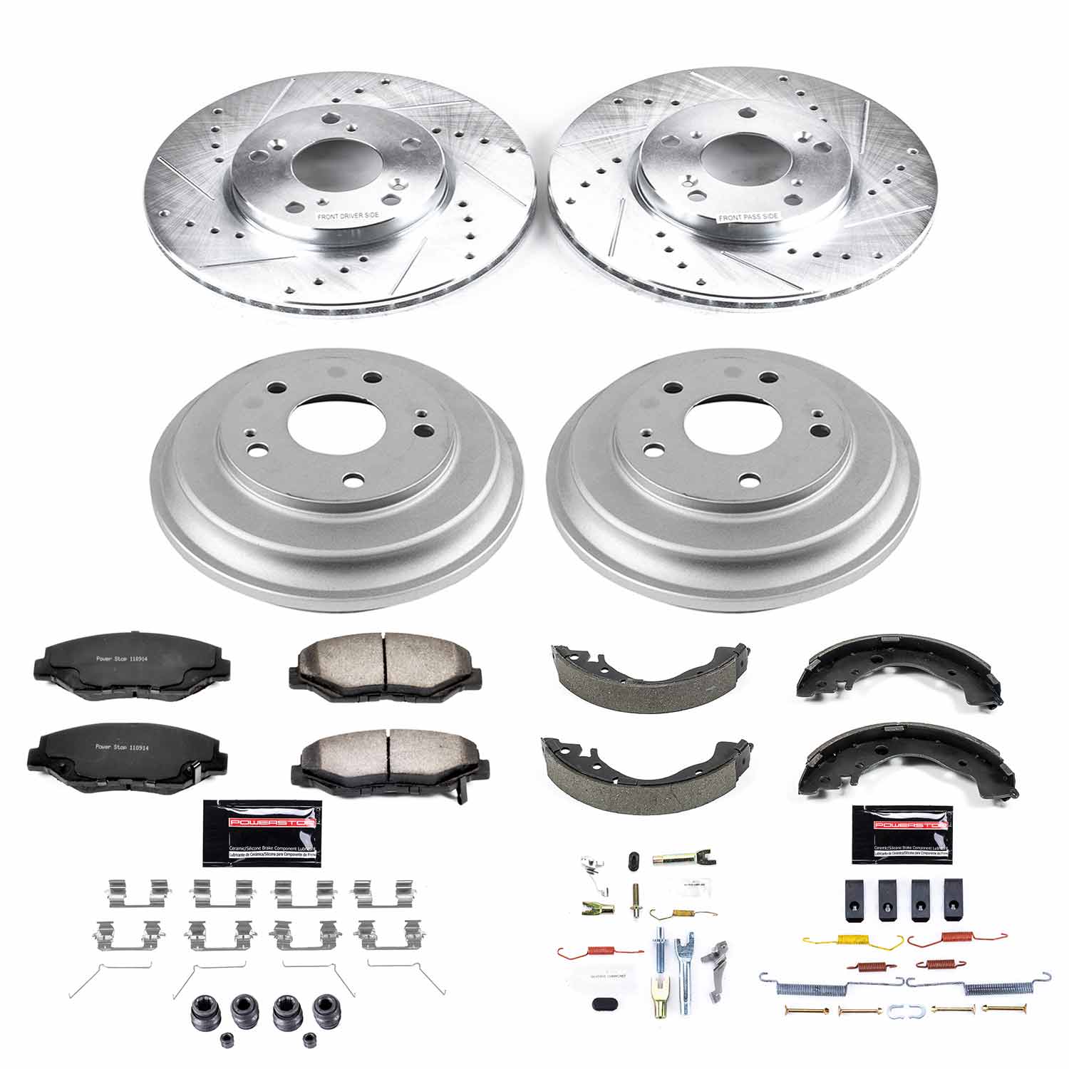 Power Stop K15243DK-36 Z36 Severe-Duty Truck And Tow 1-Click Front And Rear Pad And Rotor Kit for 2013-2014 Honda Civic LX Rear Drum product image