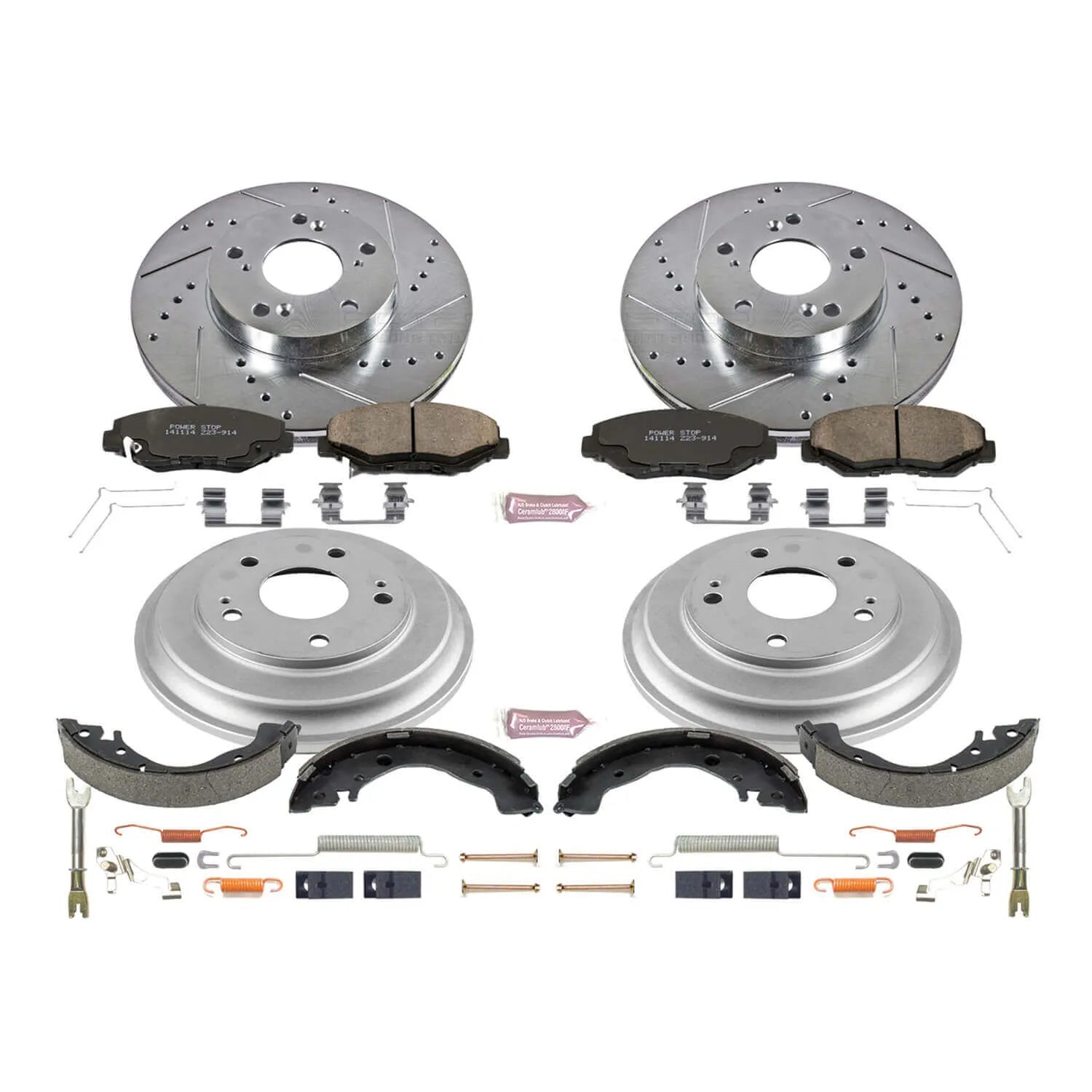 Power Stop K15243DK - Z23 1-Click Performance Drilled And Slotted Rotor Front And Rear Brake Kit
