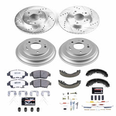 Power Stop K15244DK-26 Z26 Street Warrior 1-Click Front And Rear Pad And Rotor Kit With Drum And Brake Shoes for 2013-2015 Honda Civic Hybrid, Hybrid-L Rear Drum product image