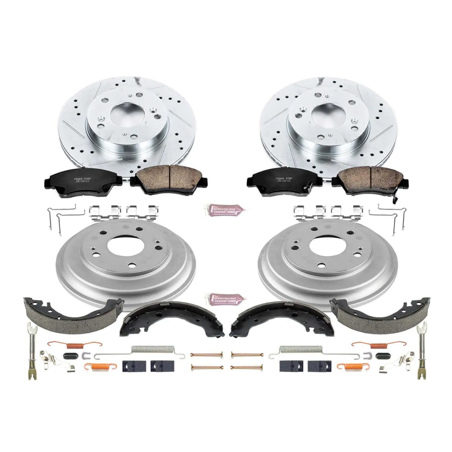 Power Stop K15244DK - Z23 1-Click Performance Drilled And Slotted Rotor Front And Rear Brake Kit