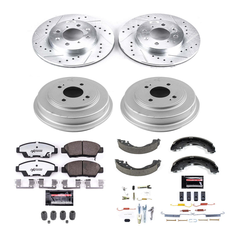 Power Stop K15245DK-26 Z26 Street Warrior 1-Click Front And Rear Pad And Rotor Kit With Drum And Brake Shoes for 2009-2014 Honda Fit product image