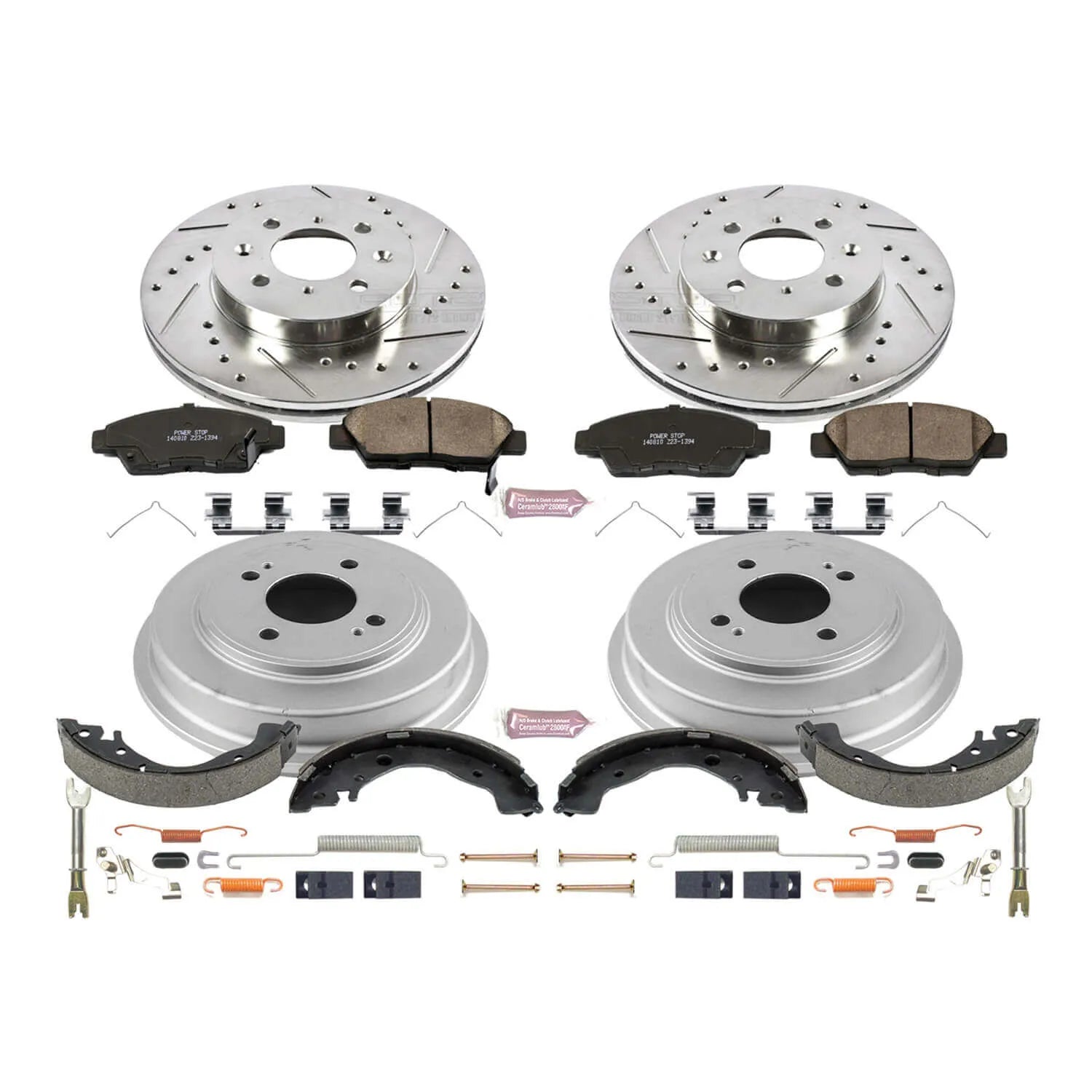 Power Stop K15245DK - Z23 1-Click Performance Drilled And Slotted Rotor Front And Rear Brake Kit
