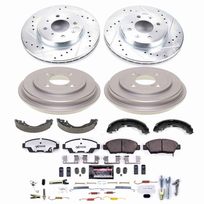 Power Stop K15246DK-26 - Front And Rear Z26 Street Warrior Pad And Rotor Kit With Drum And Brake Shoes vehicle fitment brake part
