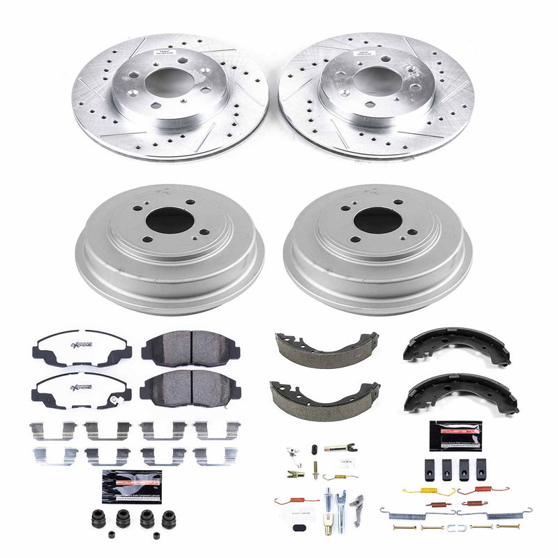 Power Stop K15247DK-26 Z26 Street Warrior 1-Click Front And Rear Pad And Rotor Kit With Drum And Brake Shoes for 2010-2014 Honda Insight product image