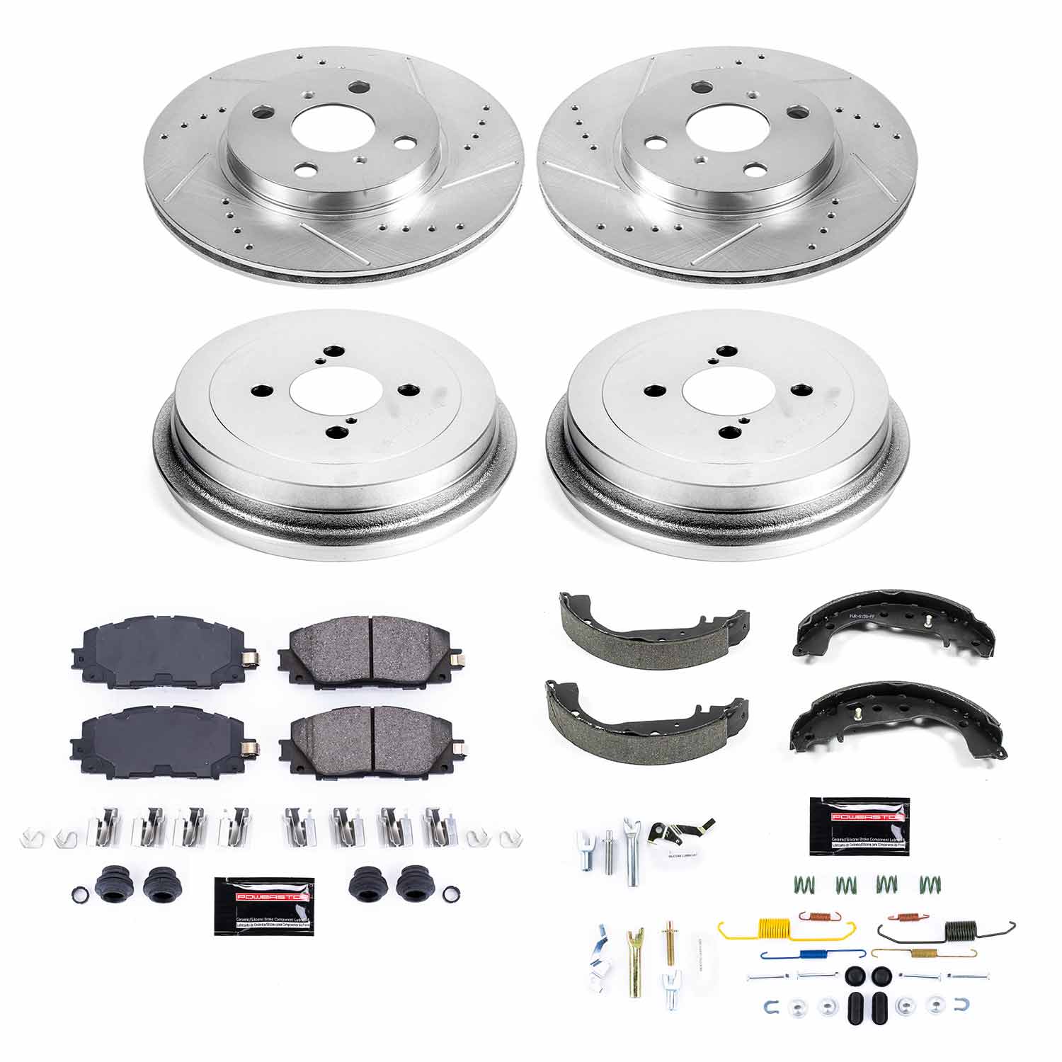 Power Stop K15249DK - Z23 1-Click Performance Drilled And Slotted Rotor Front And Rear Brake Kit