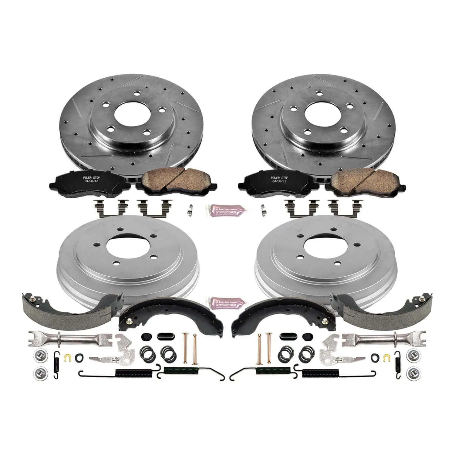 Power Stop K15251DK - Z23 1-Click Performance Drilled And Slotted Rotor Front And Rear Brake Kit