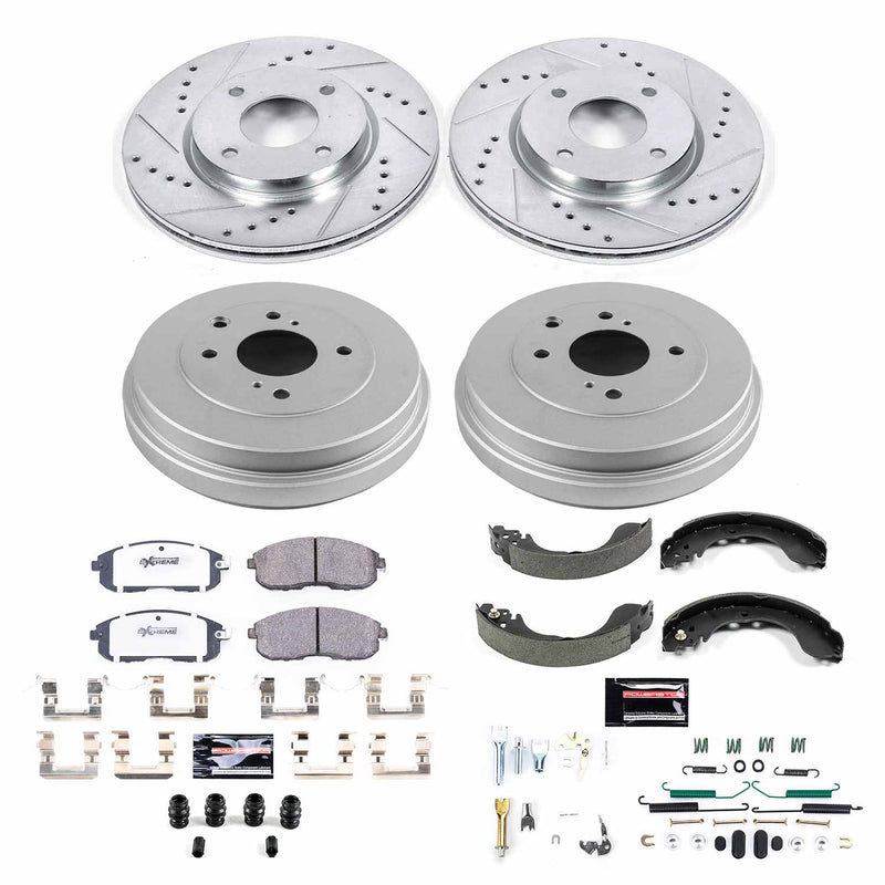 Power Stop K15252DK-26 Z26 Street Warrior 1-Click Front And Rear Brake Kit With Drum Brakes And Brake Shoes for 2009-2014 Nissan Cube product image