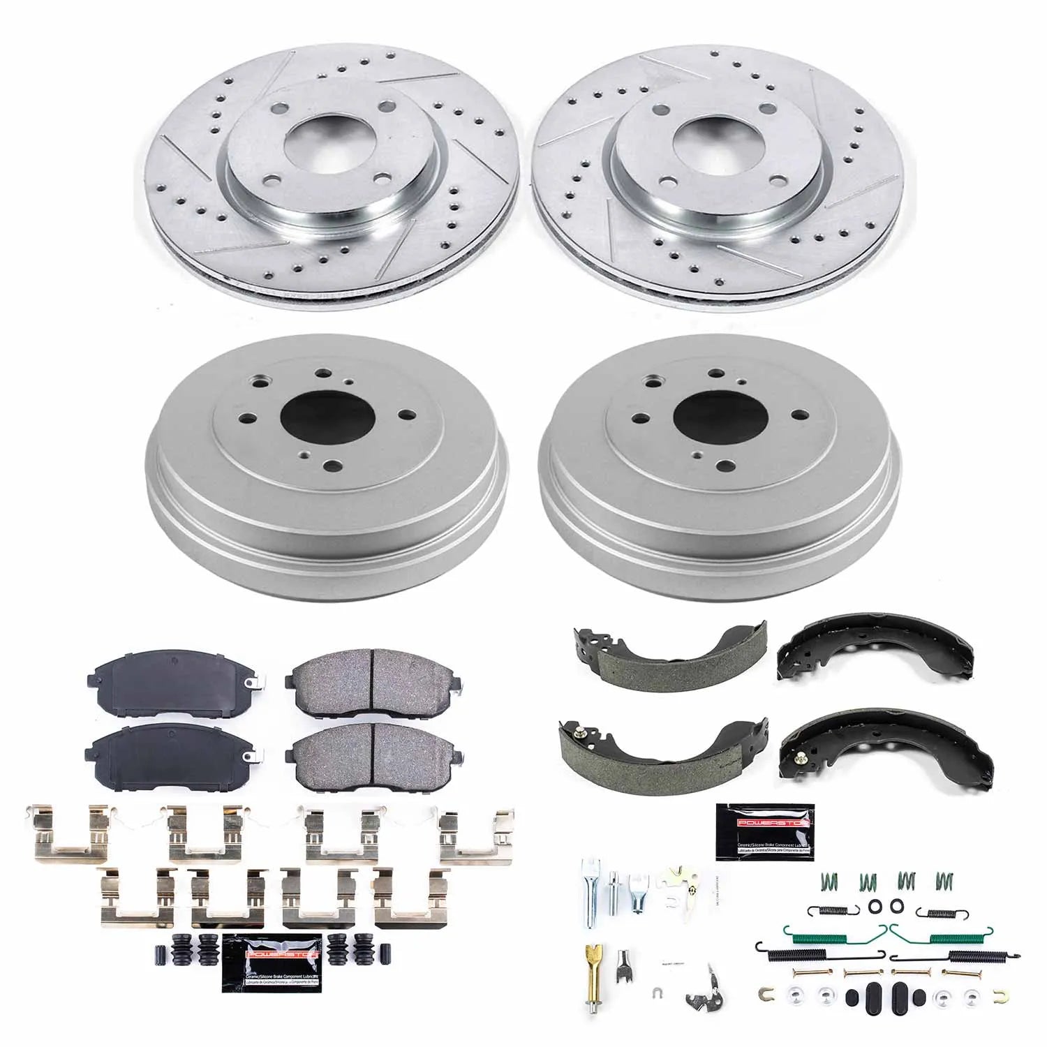 Power Stop K15252DK - Z23 1-Click Performance Drilled And Slotted Rotor Front And Rear Brake Kit