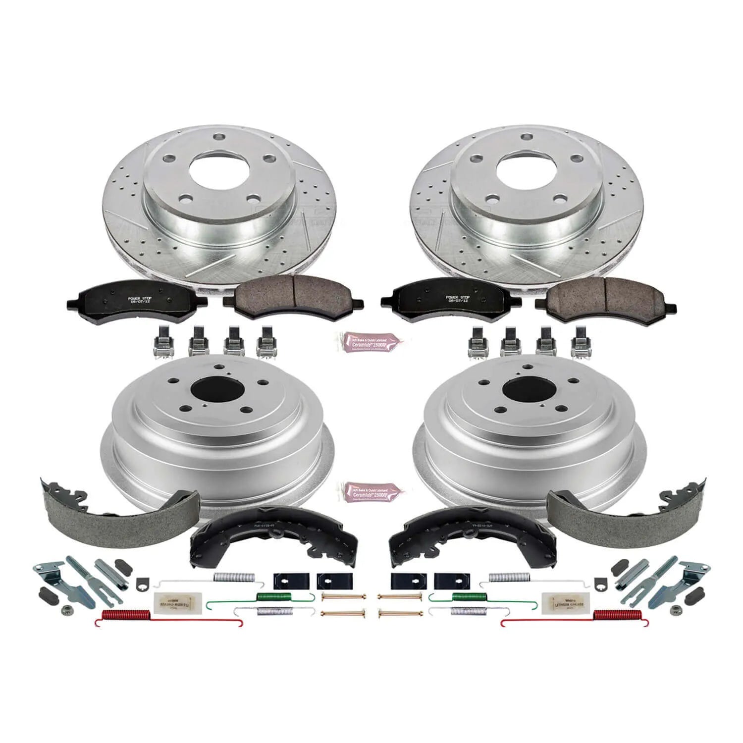 Power Stop K15254DK - Z23 1-Click Performance Drilled And Slotted Rotor Front And Rear Brake Kit