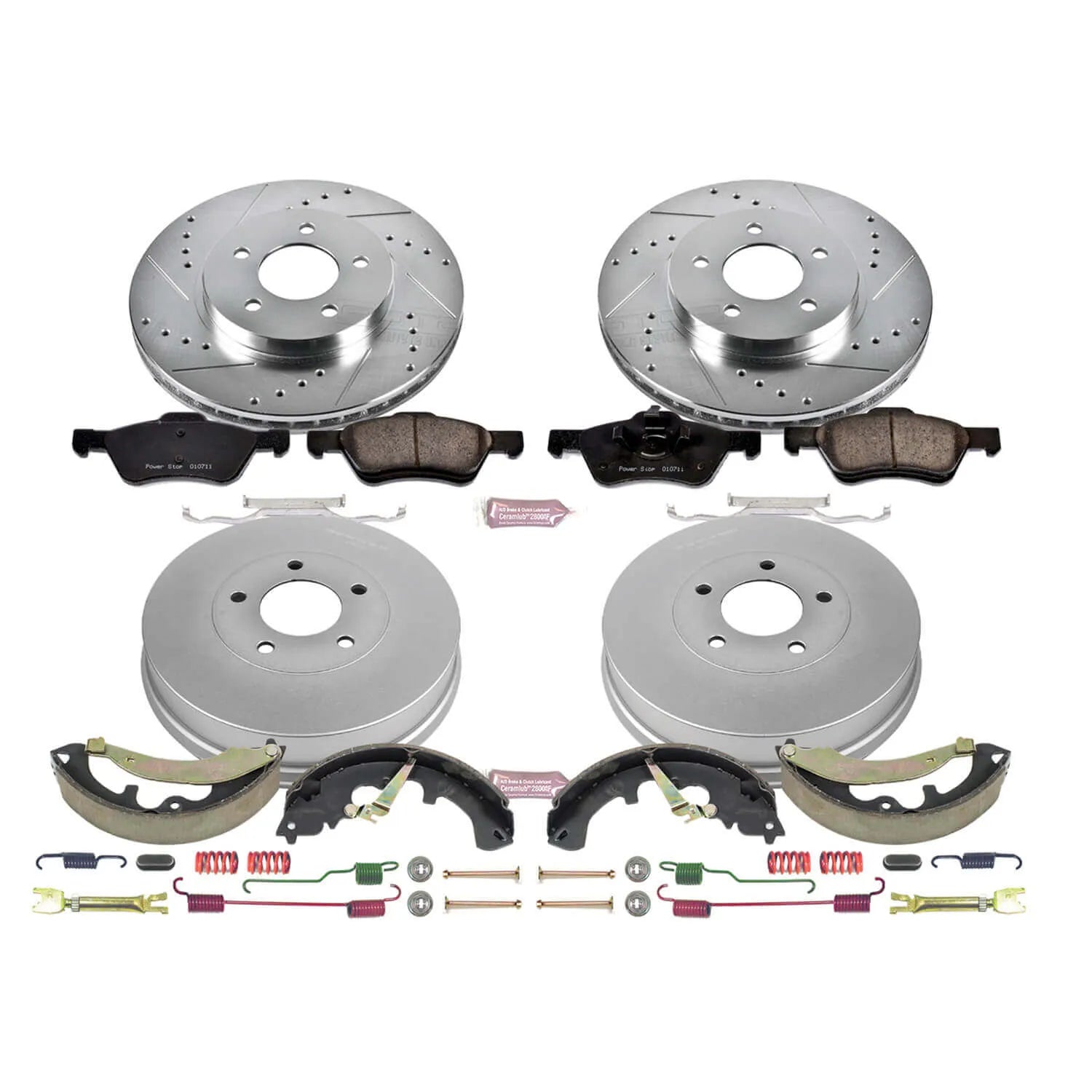 Power Stop K15255DK - Z23 1-Click Performance Drilled And Slotted Rotor Front And Rear Brake Kit