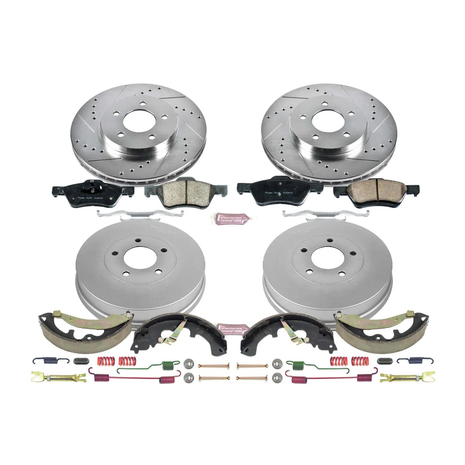 Power Stop K15257DK - Z23 1-Click Performance Drilled And Slotted Rotor Front And Rear Brake Kit