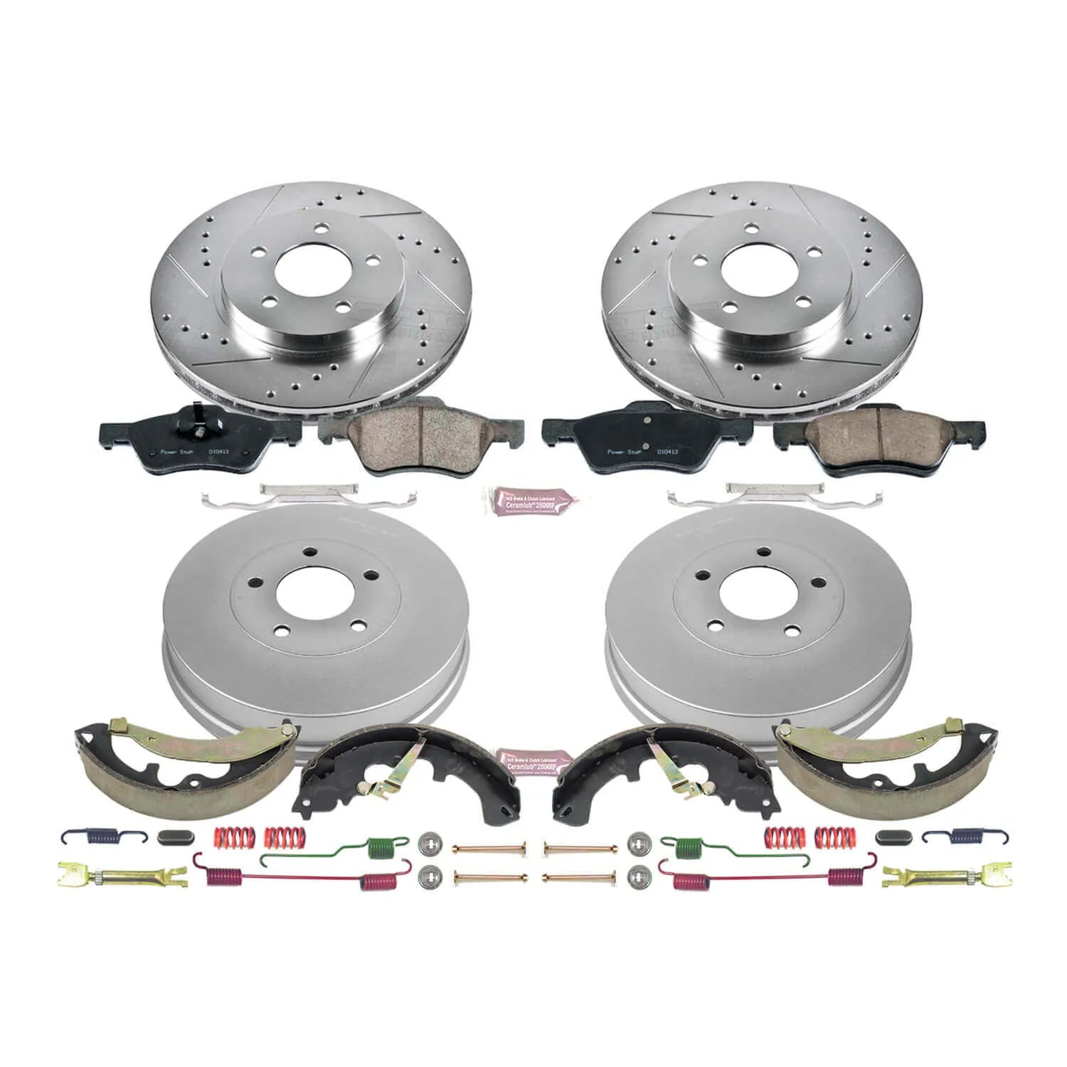 Power Stop K15258DK - Z23 1-Click Performance Drilled And Slotted Rotor Front And Rear Brake Kit