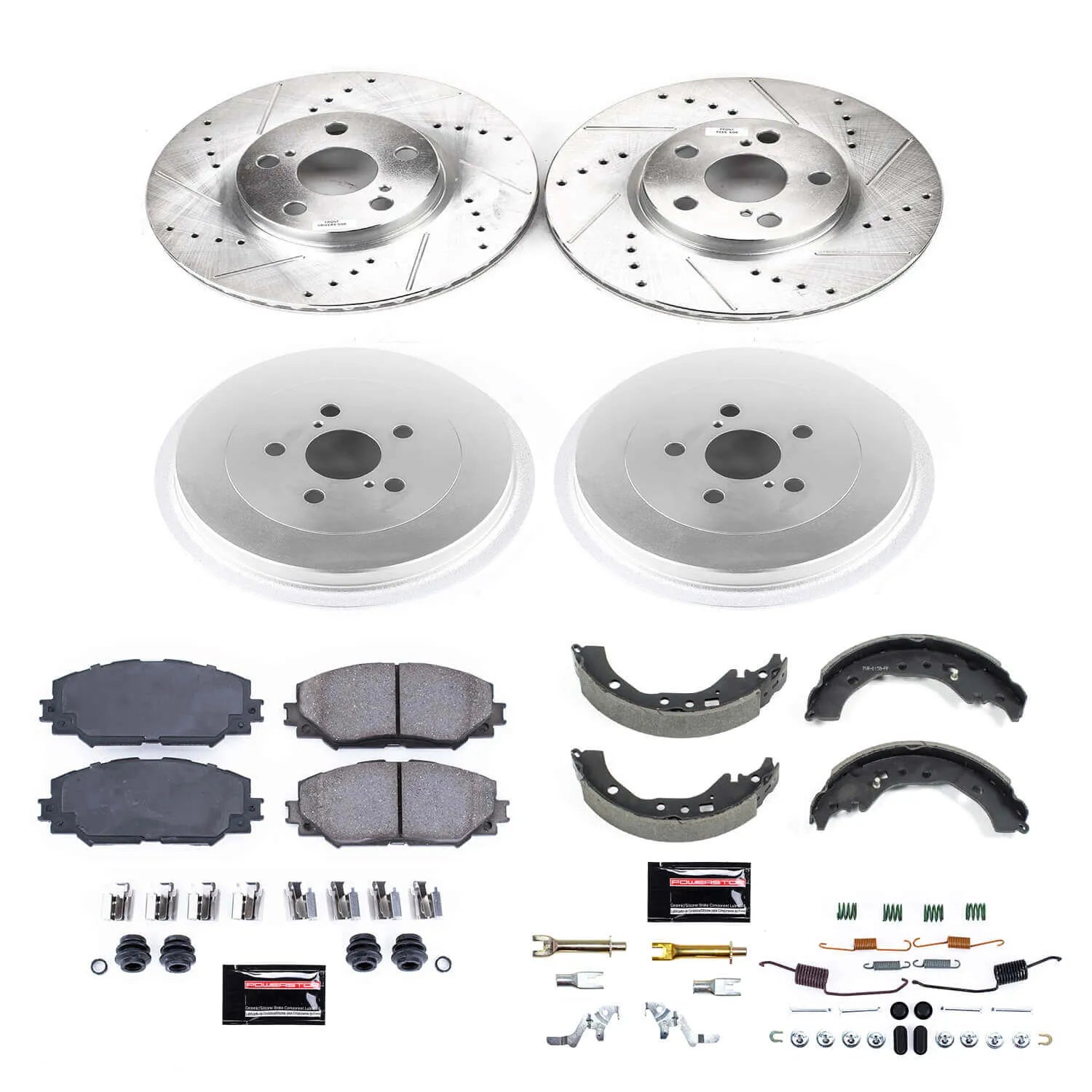 Power Stop K15260DK - Z23 1-Click Performance Drilled And Slotted Rotor Front And Rear Brake Kit