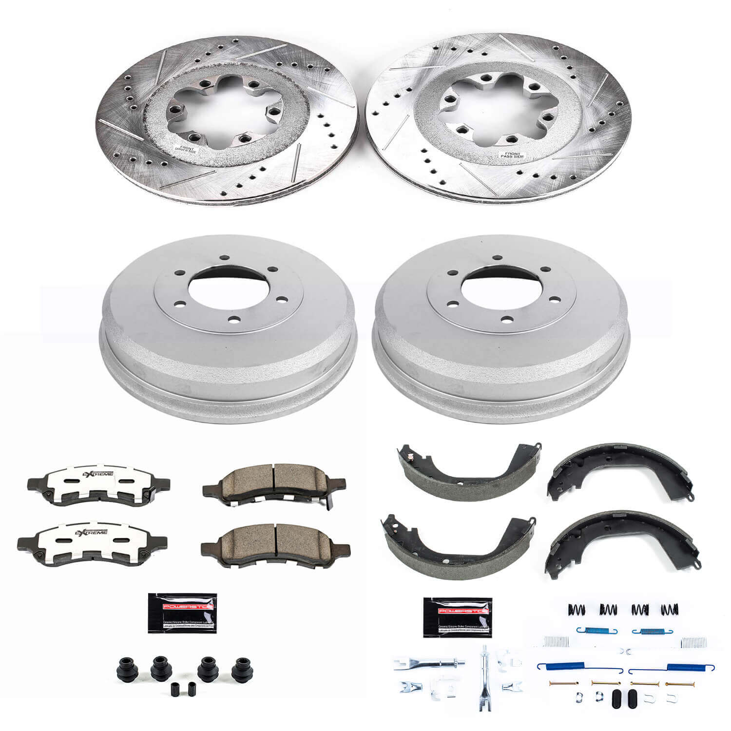 Power Stop K15262DK-26 Z26 Street Warrior 1-Click Front And Rear Brake Kit With Drum Brakes And Brake Shoes for 2009-2012 Chevrolet Colorado product image