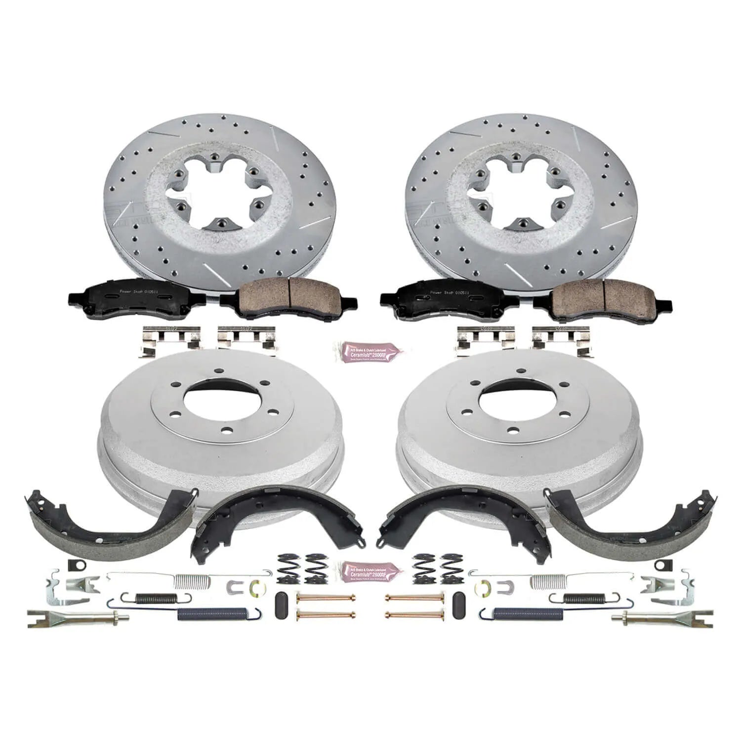 Power Stop K15262DK - Z23 1-Click Performance Drilled And Slotted Rotor Front And Rear Brake Kit
