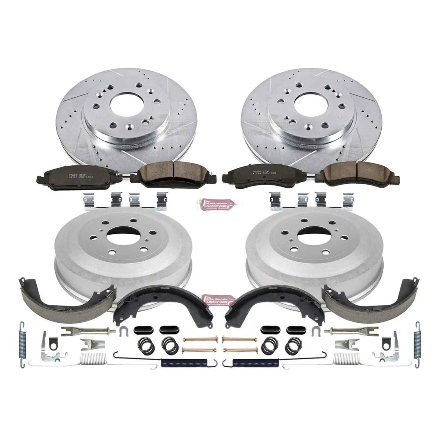 Power Stop K15263DK - Z23 1-Click Performance Drilled And Slotted Rotor Front And Rear Brake Kit