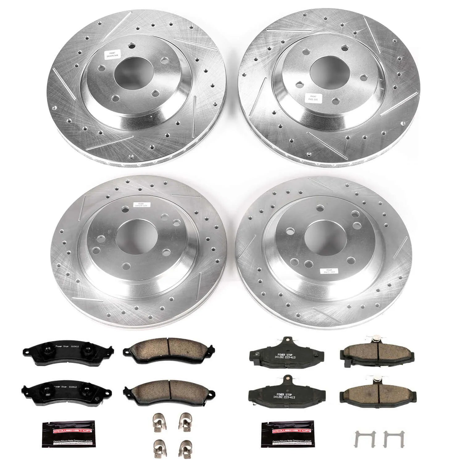 Power Stop K1528 - Z23 Evolution Sport Performance 1-Click Brake Kit With Hardware (Front And Rear)