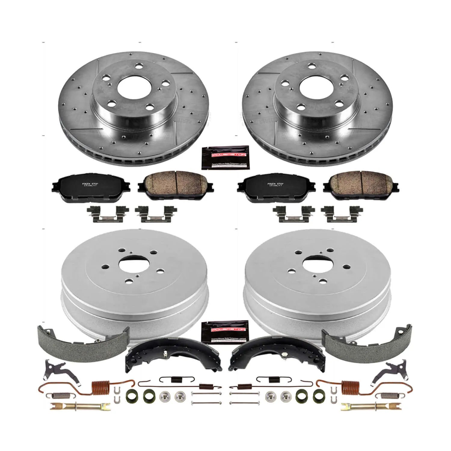Power Stop K15413DK - Z23 1-Click Performance Drilled And Slotted Rotor Front And Rear Brake Kit
