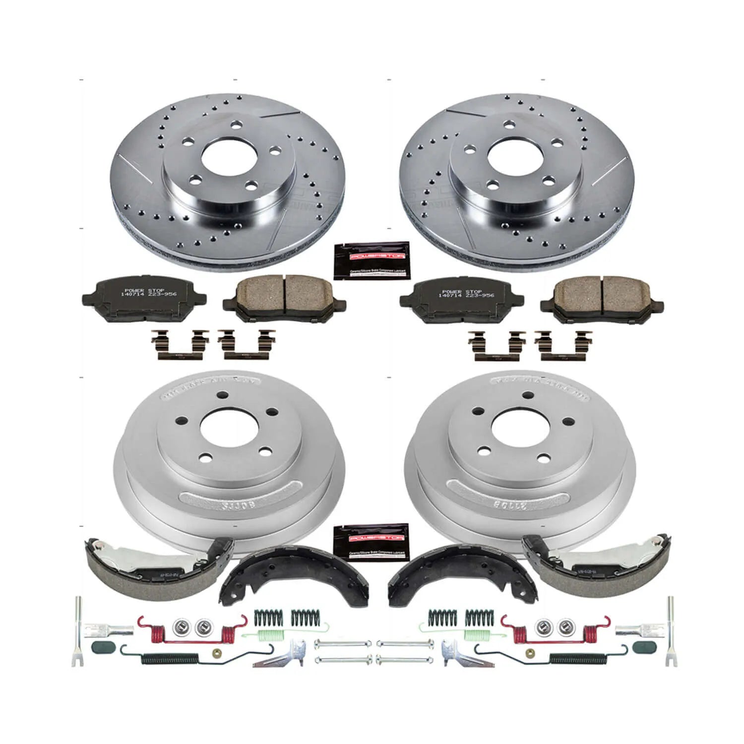 Power Stop K15422DK - Z23 1-Click Performance Drilled And Slotted Rotor Front And Rear Brake Kit