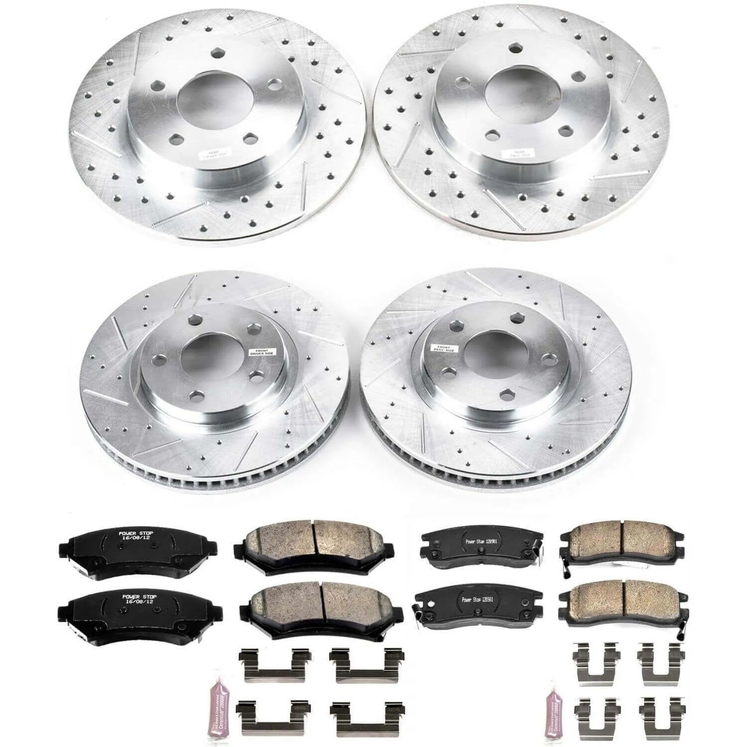 Power Stop K1543 - Z23 Evolution Sport Performance 1-Click Brake Kit With Hardware (Front And Rear)