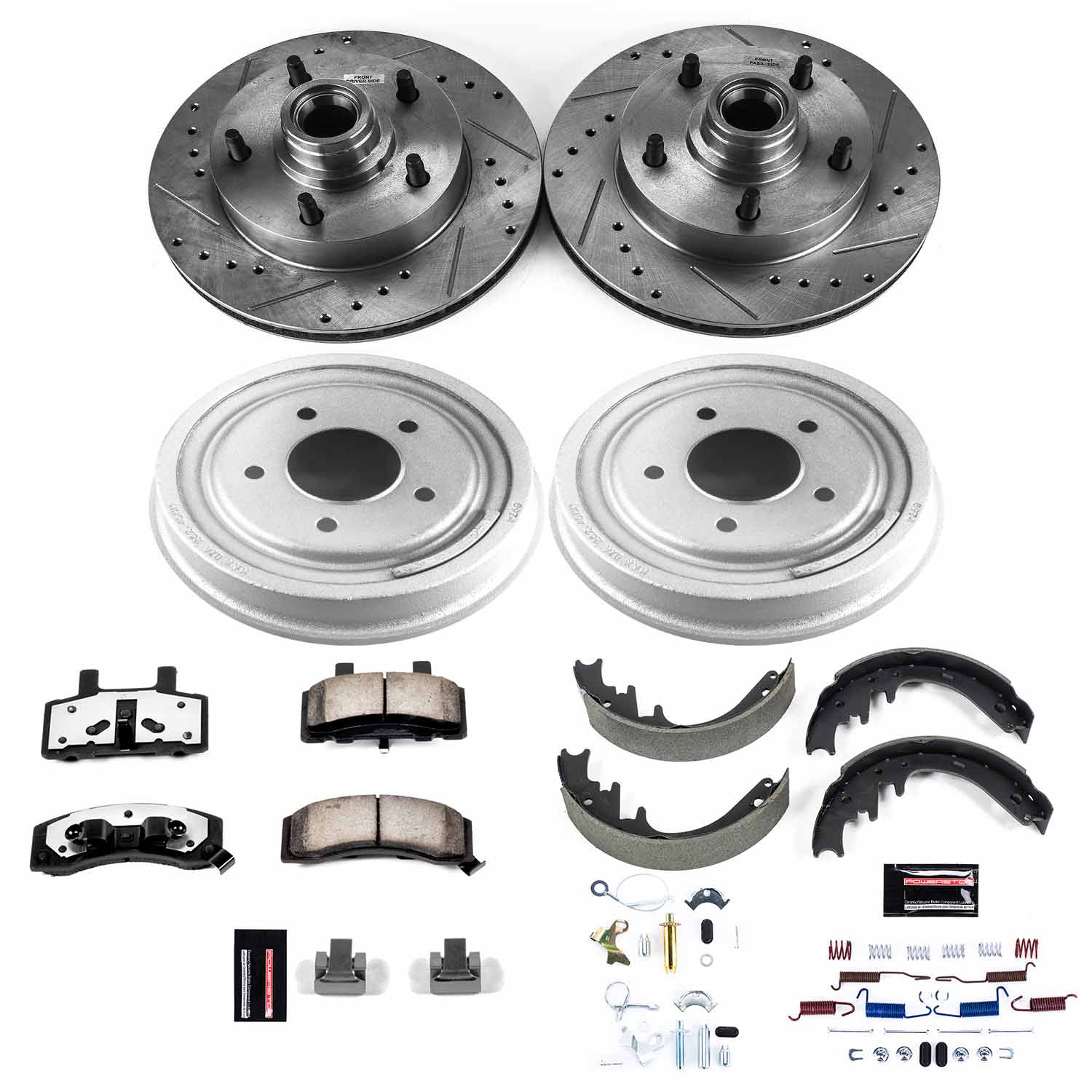 Power Stop K15456DK-36 Front And Rear Z36 Severe-Duty Truck And Tow 1-Click Pad And Rotor Kit With Drum And Brake Shoes for 1987-1989 Ford F-150 Rear Wheel Drive product image