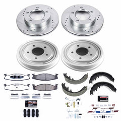 Power Stop K15461DK-36 Front And Rear Z36 Severe-Duty Truck And Tow 1-Click Pad And Rotor Kit With Drum And Brake Shoes for 1994-1996 Ford Bronco product image