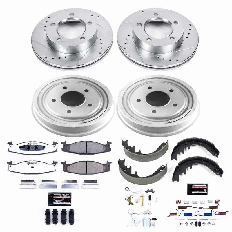 Power Stop K15461DK-36 Front And Rear Z36 Severe-Duty Truck And Tow 1-Click Pad And Rotor Kit With Drum And Brake Shoes for 1994-1996 Ford Bronco product image