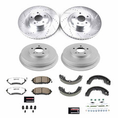 Power Stop K15467DK-26 Front And Rear Z26 Street Warrior 1-Click Pad And Rotor Kit With Drum And Brake Shoes for 2003-2008 Subaru Forester Rear Drum product image