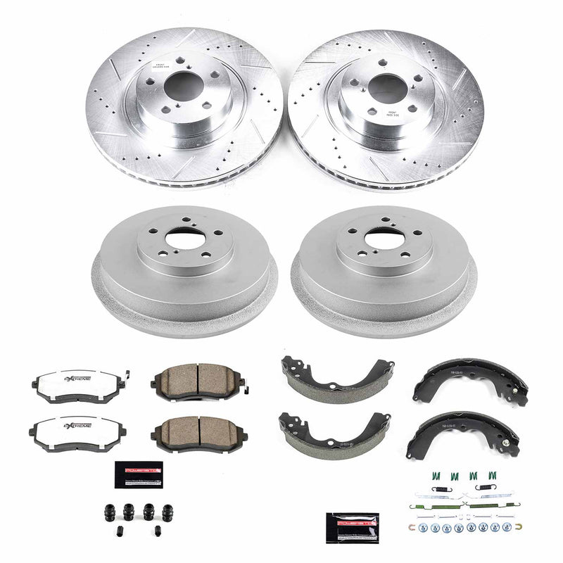 Power Stop K15467DK-26 Front And Rear Z26 Street Warrior 1-Click Pad And Rotor Kit With Drum And Brake Shoes for 2003-2008 Subaru Forester Rear Drum product image