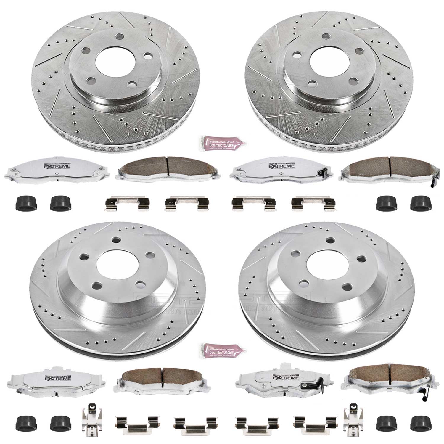 Power Stop K1548-26 Z26 Extreme Street Warrior 1-Click Brake Kit (Front And Rear) for 1998-2002 Chevrolet Camaro product image