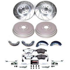 Power Stop K15491DK-36 - Front And Rear Z36 Severe-Duty Truck And Tow 1-Click Pad And Rotor Kit With Drum And Brake Shoes vehicle fitment brake part