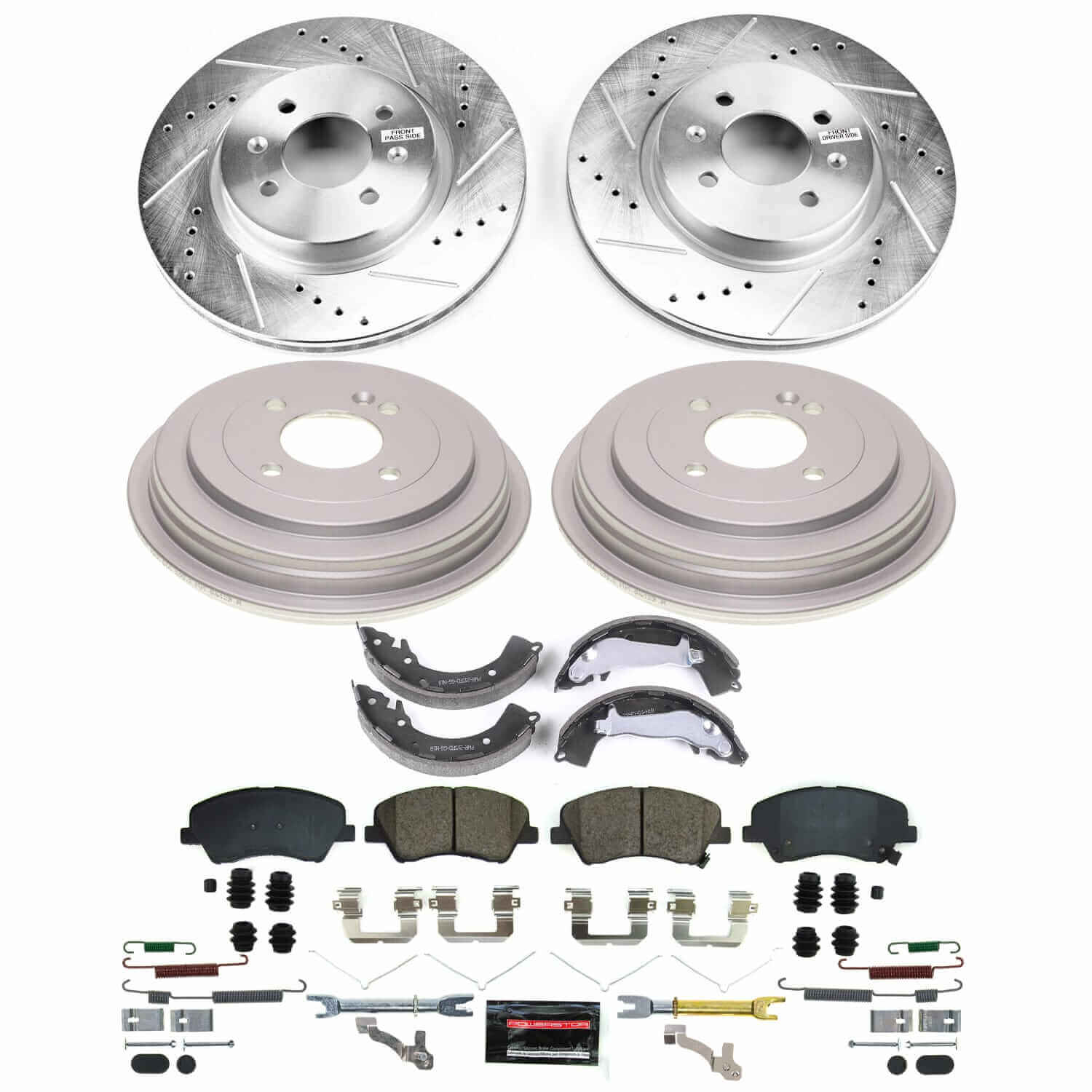 Power Stop K15499DK-36 - Front And Rear Z36 Severe-Duty Truck And Tow 1-Click Pad And Rotor Kit With Drum And Brake Shoes vehicle fitment brake part