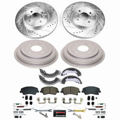 Power Stop K15499DK-36 - Front And Rear Z36 Severe-Duty Truck And Tow 1-Click Pad And Rotor Kit With Drum And Brake Shoes vehicle fitment brake part